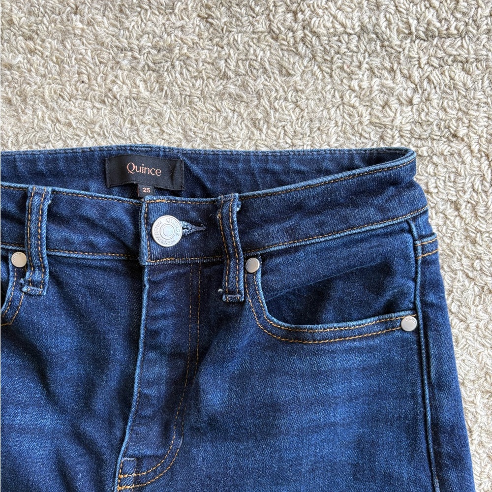 Quince Stretch High Rise Wide Leg Jeans Midnight Blue 25